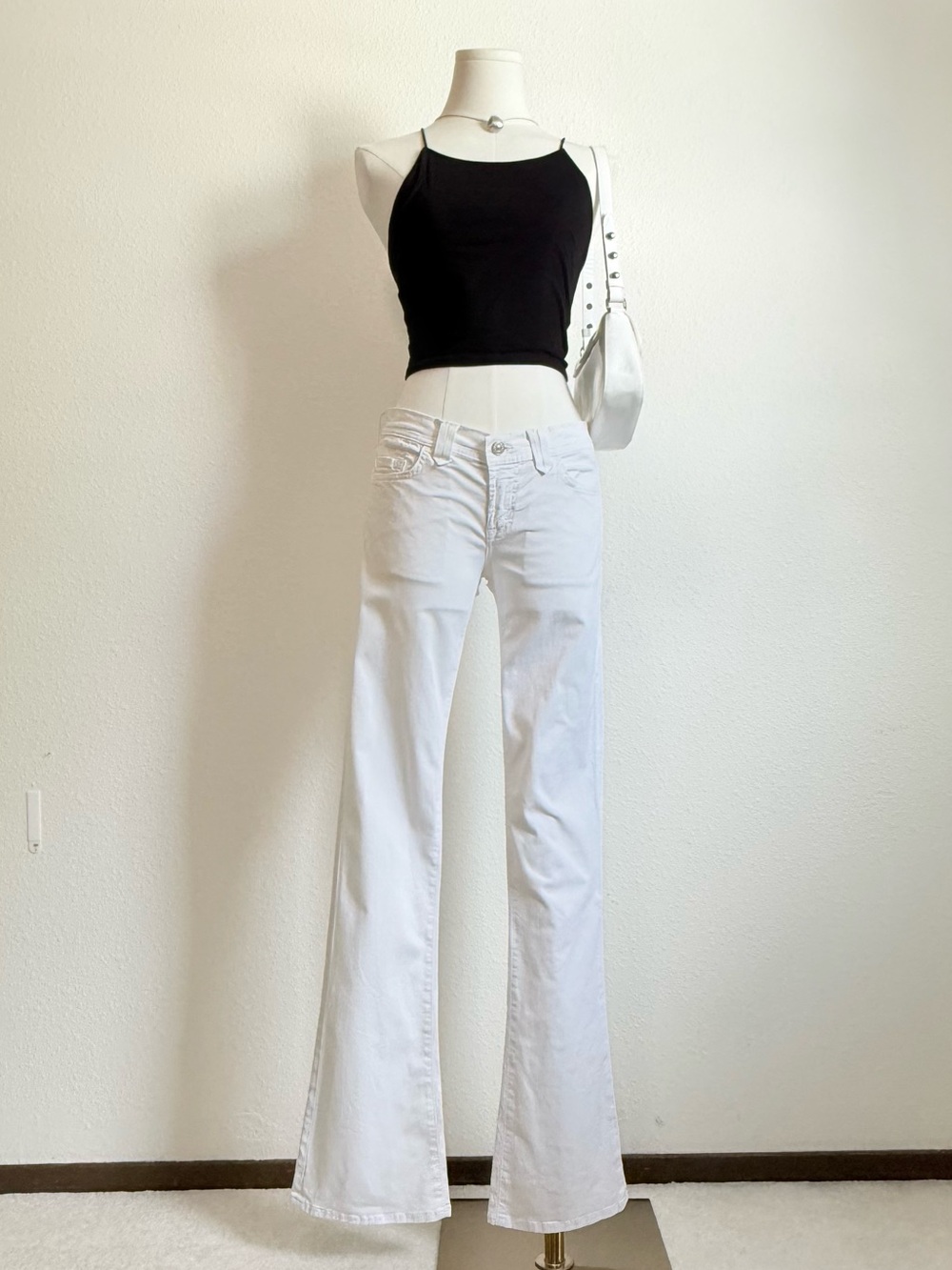 Vintage Seven for All Mankind Ultra Low Rise Flare Pants Y2K Mcbling Boho Chic - Picture 2 of 11